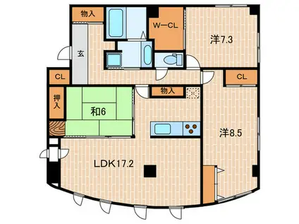 ヒルズコート駅前ビル(3LDK/3階)の間取り写真