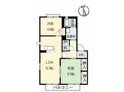 シャーメゾン立川(2LDK/1階)の間取り写真
