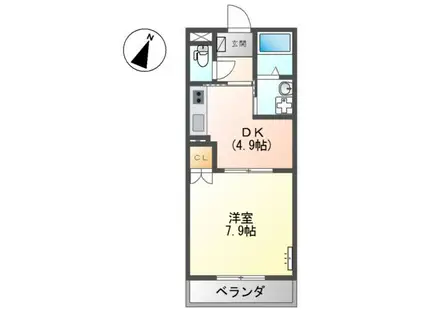 カトルズ ピエス(1DK/1階)の間取り写真