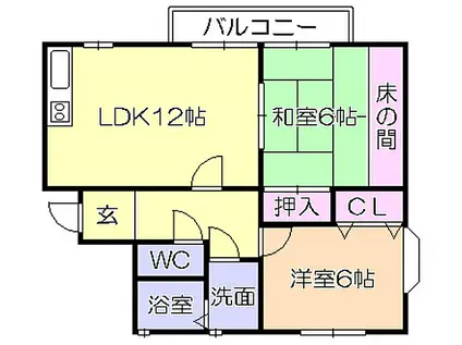 亀幸園ハイツ(2LDK/2階)の間取り写真