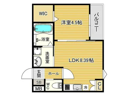 ステラキャットハート(1LDK/2階)の間取り写真
