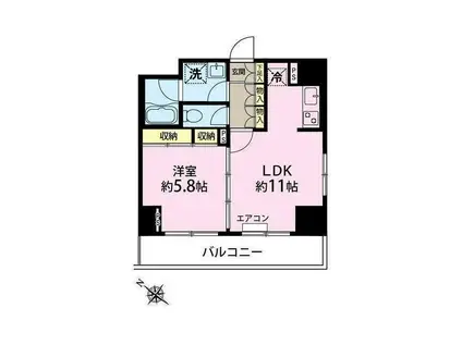 ベェルヴェル稲城(1LDK/11階)の間取り写真