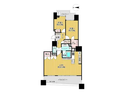 円山公園シティタワー(2LDK/9階)の間取り写真