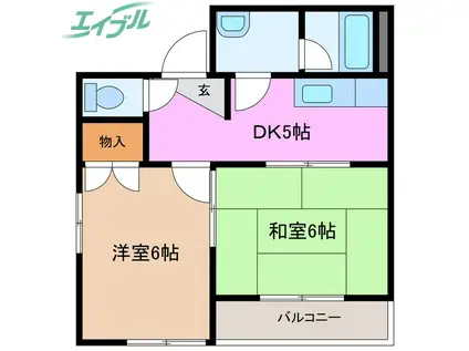 サンプラザビル(2DK/5階)の間取り写真