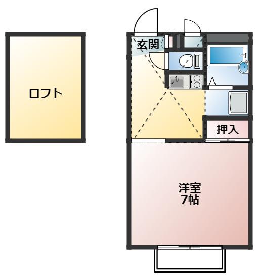 ALPHAガーデン(1K/2階)の間取り写真