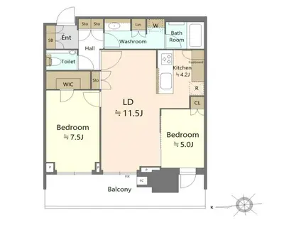 晴海フラッグ サンビレッジ T棟(2LDK/3階)の間取り写真