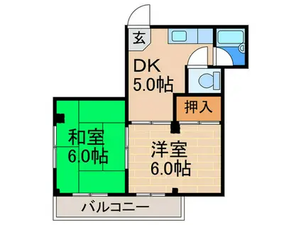 千躰ハザマコーポ(2DK/4階)の間取り写真