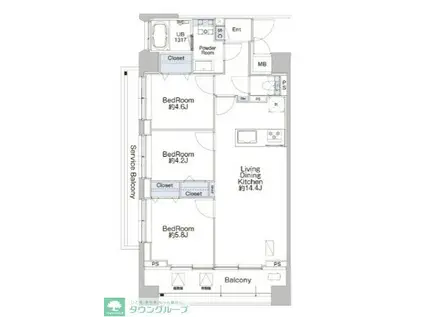 プロシード池上(3LDK/2階)の間取り写真