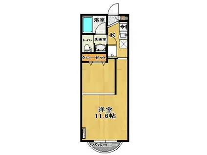 グレース朝日(1K/1階)の間取り写真