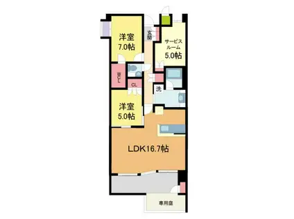 レジェイド西宮北口(2SLDK/1階)の間取り写真