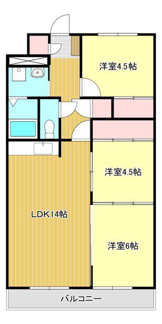 マンションブリッランテ(3LDK/4階)の間取り写真