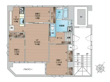 AMBITIOUSX(3LDK/4階)の間取り写真