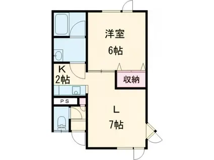 オレンジウッド(1DK/2階)の間取り写真