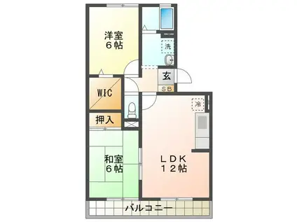 SEJOUR COSMOS B(2LDK/1階)の間取り写真