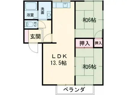 フレグランスフジB(2LDK/2階)の間取り写真