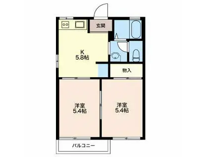 スプルースシマダ(2K/2階)の間取り写真