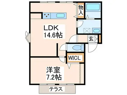 フレグランス中原(1LDK/1階)の間取り写真