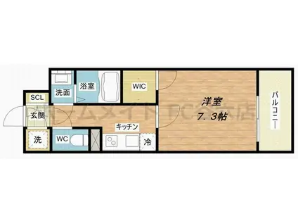 エスリード中之島クロスゲート(1K/5階)の間取り写真