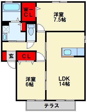 シャンス アイ(2LDK/2階)の間取り写真