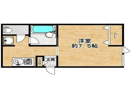 フォンテーヌ曽根(1K/3階)の間取り写真