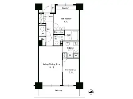 パークアクシス文京ステージ(2LDK/1階)の間取り写真