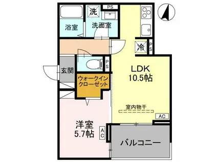 NOBLE VILLA鹿手袋 B(1LDK/2階)の間取り写真