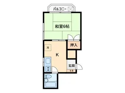 桑原マンション(1K/6階)の間取り写真