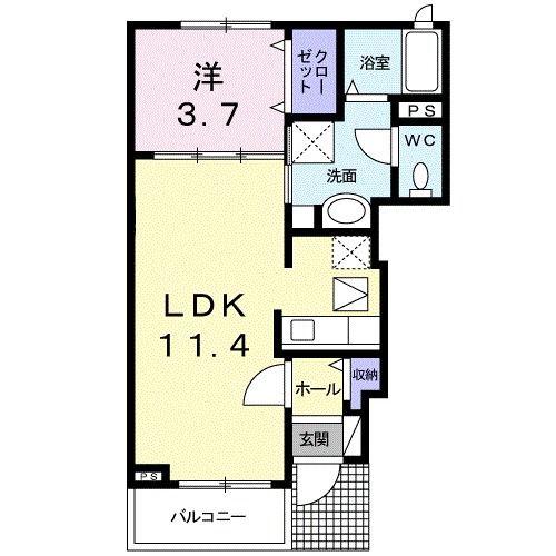 ブルック(1LDK/1階)の間取り写真