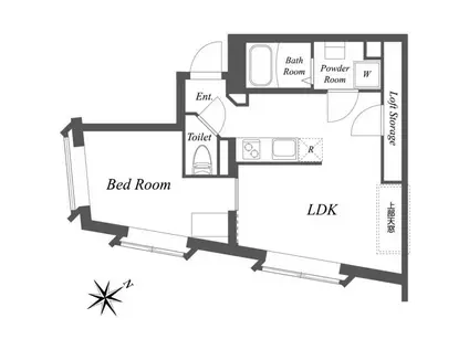 エクサム中目黒III(1LDK/4階)の間取り写真