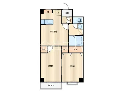 パールハイツ(2DK/1階)の間取り写真