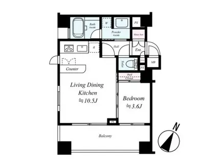 ダイナシティ方南町(1LDK/9階)の間取り写真