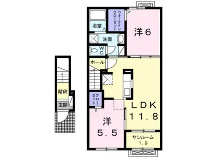 メゾン・ド・キャナルB(2LDK/2階)の間取り写真