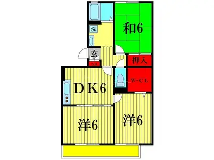 ジュネススズキ(3DK/1階)の間取り写真