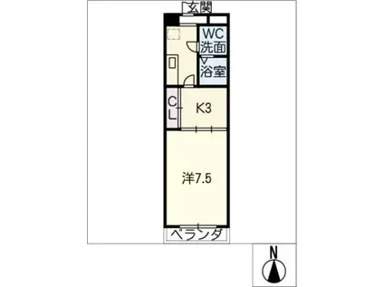 RADIANT(1K/2階)の間取り写真