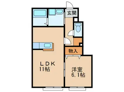 コサティ(1LDK/1階)の間取り写真