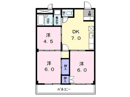 シティハイツ松下(3DK/2階)の間取り写真