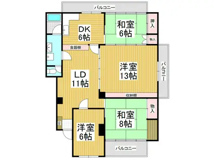 芳川コーポ(4LDK/4階)の間取り写真