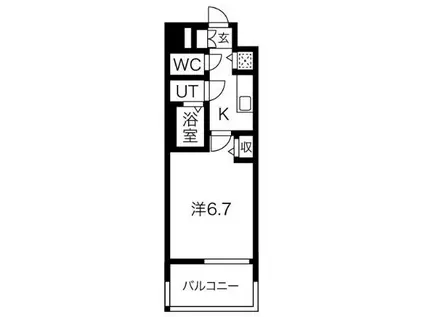メインステージ名古屋 ノースマーク(1K/6階)の間取り写真