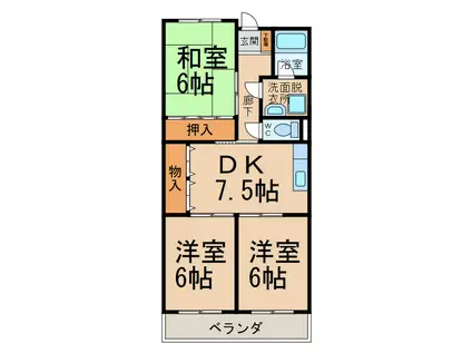 サンピース(3DK/3階)の間取り写真