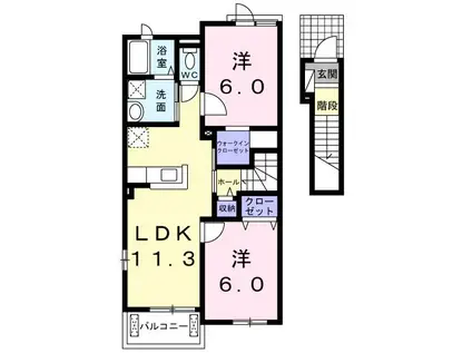 ヒノトトリ(2LDK/2階)の間取り写真
