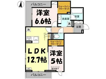 FORTUNA DUO(2LDK/3階)の間取り写真