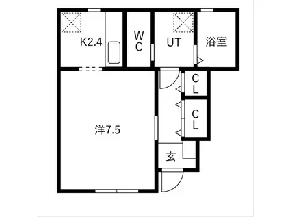 エル・アルビオF棟(1K/1階)の間取り写真