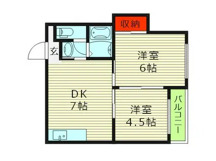 サンシャインMKM東小橋(2DK/6階)の間取り写真