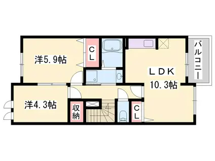 プリムローズ(2LDK/2階)の間取り写真