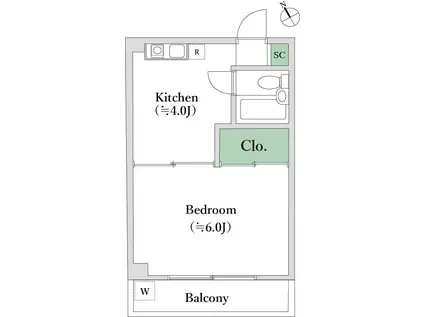 クレール・ヴェルジェ(1K/2階)の間取り写真