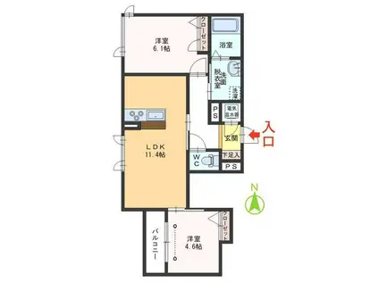 ベレオハレアカラ(2LDK/2階)の間取り写真