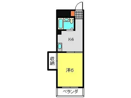 コーポ瀬戸(1K/3階)の間取り写真