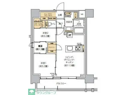 リビオメゾン芝浦(2LDK/8階)の間取り写真