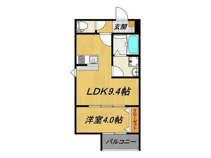 LECOCON稲沢IV(1LDK/1階)の間取り写真