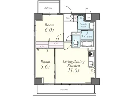 ミュージョン(2LDK/2階)の間取り写真